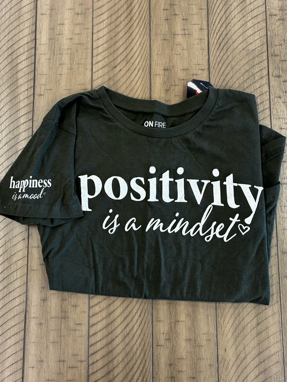 On Fire dark gray  "Positivity Is a Mindset" Short Sleeve Tee